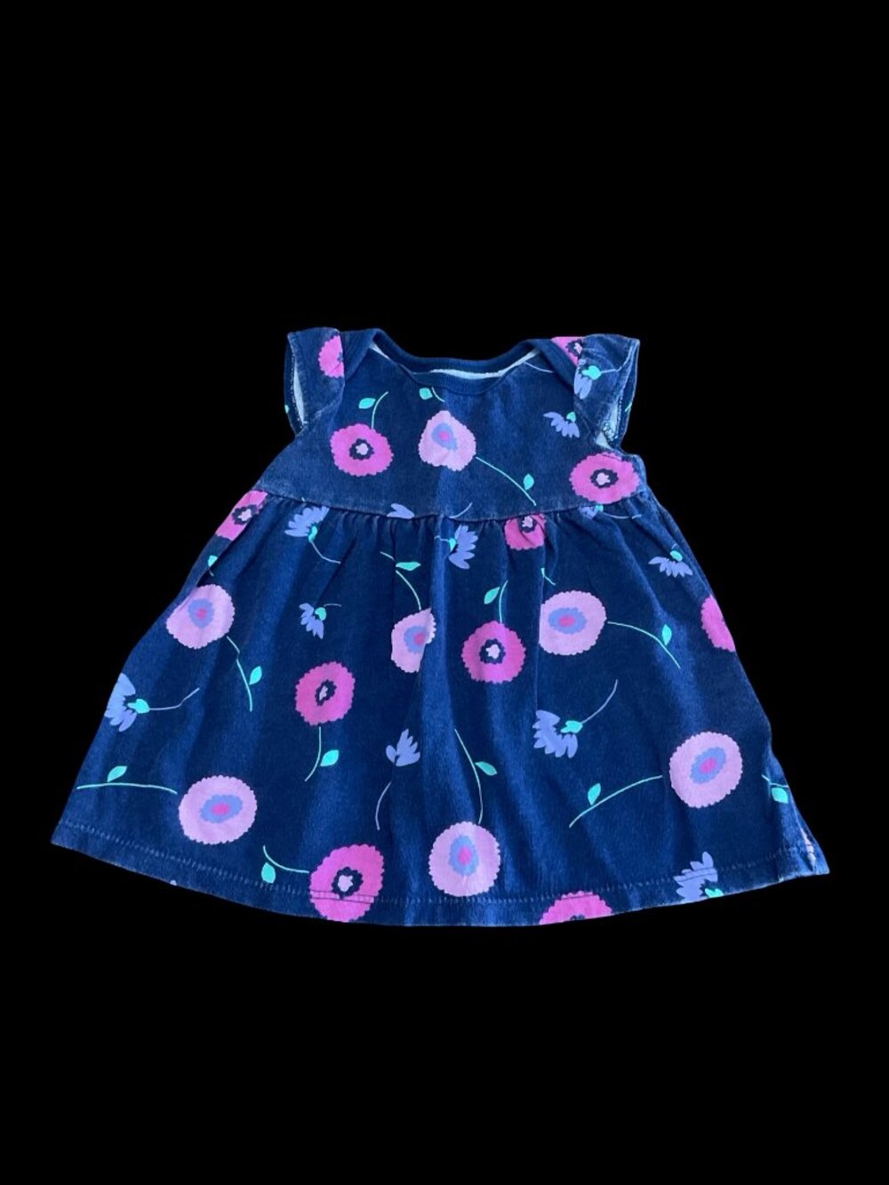 👣 10/$25 - Navy/Pink Floral Print Tunic Top w/ Cap Sleeve